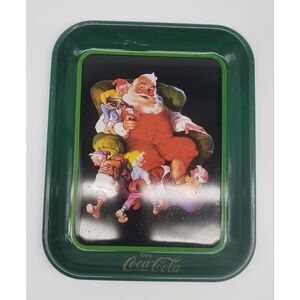 Vintage 1982 Santa and Elves Tin Tray RB5